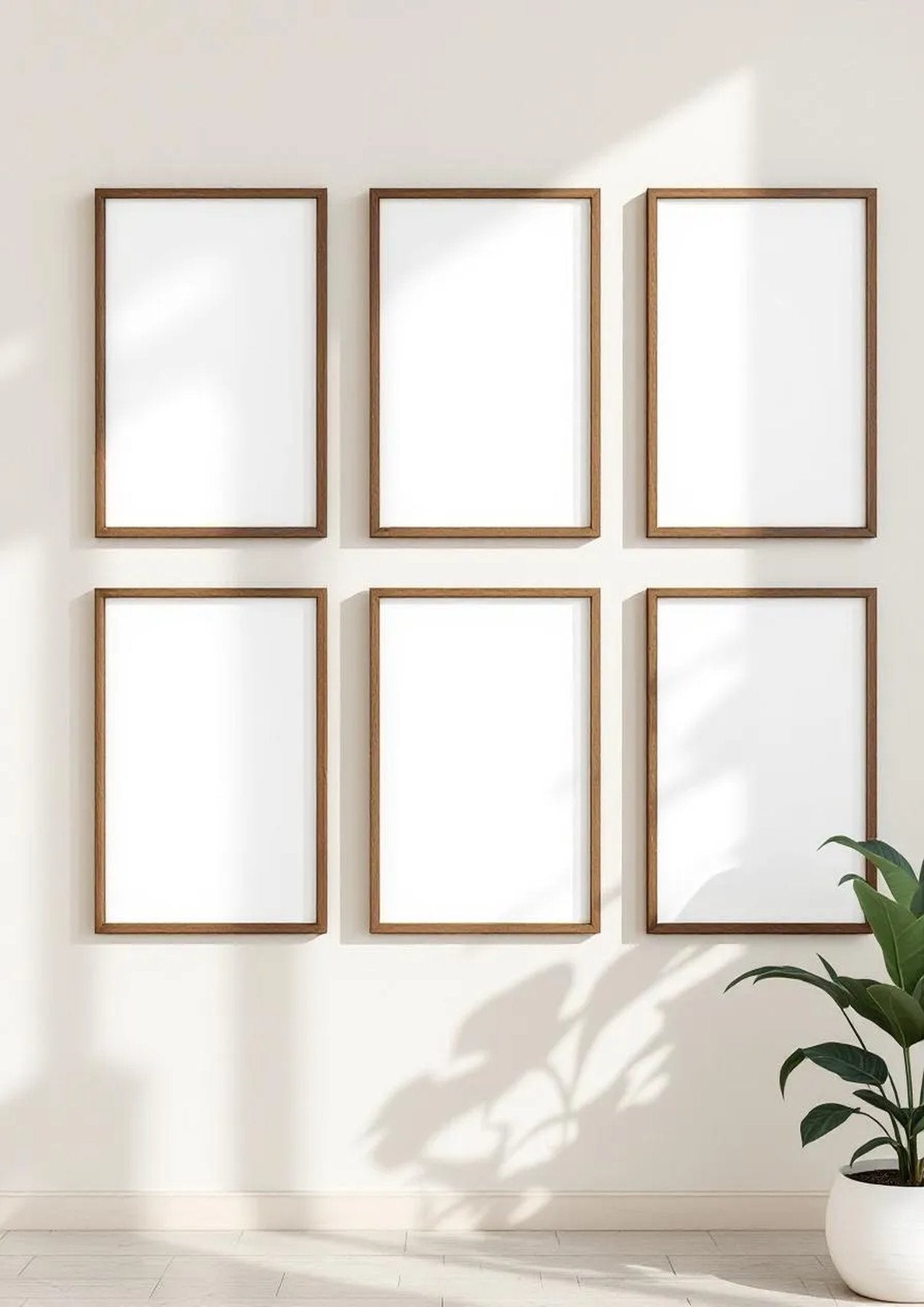 Frame Styled Room Mockup — Walnut Frame Portrait 5:7 — Perspective View — #00906 | MockupBulk