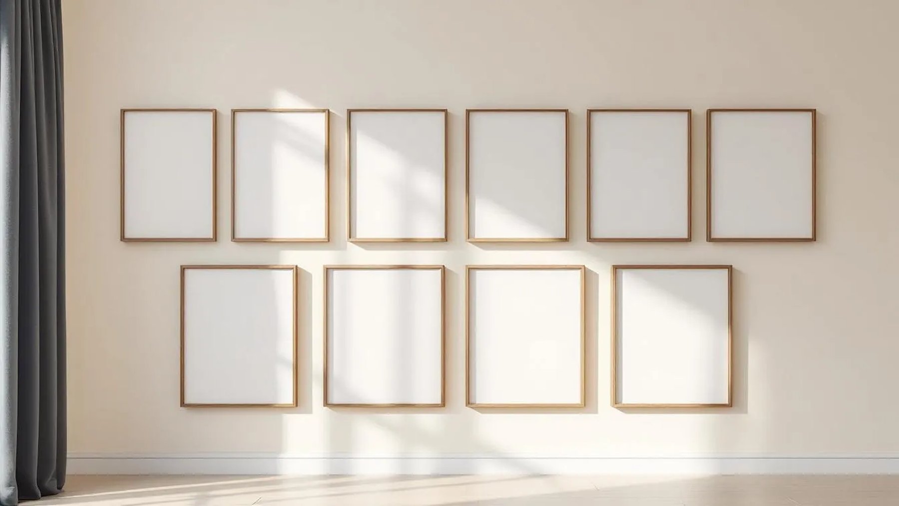 Frame Wall Art Mockup — Walnut Frame Portrait 2:3 — Perspective View — #00908 | MockupBulk