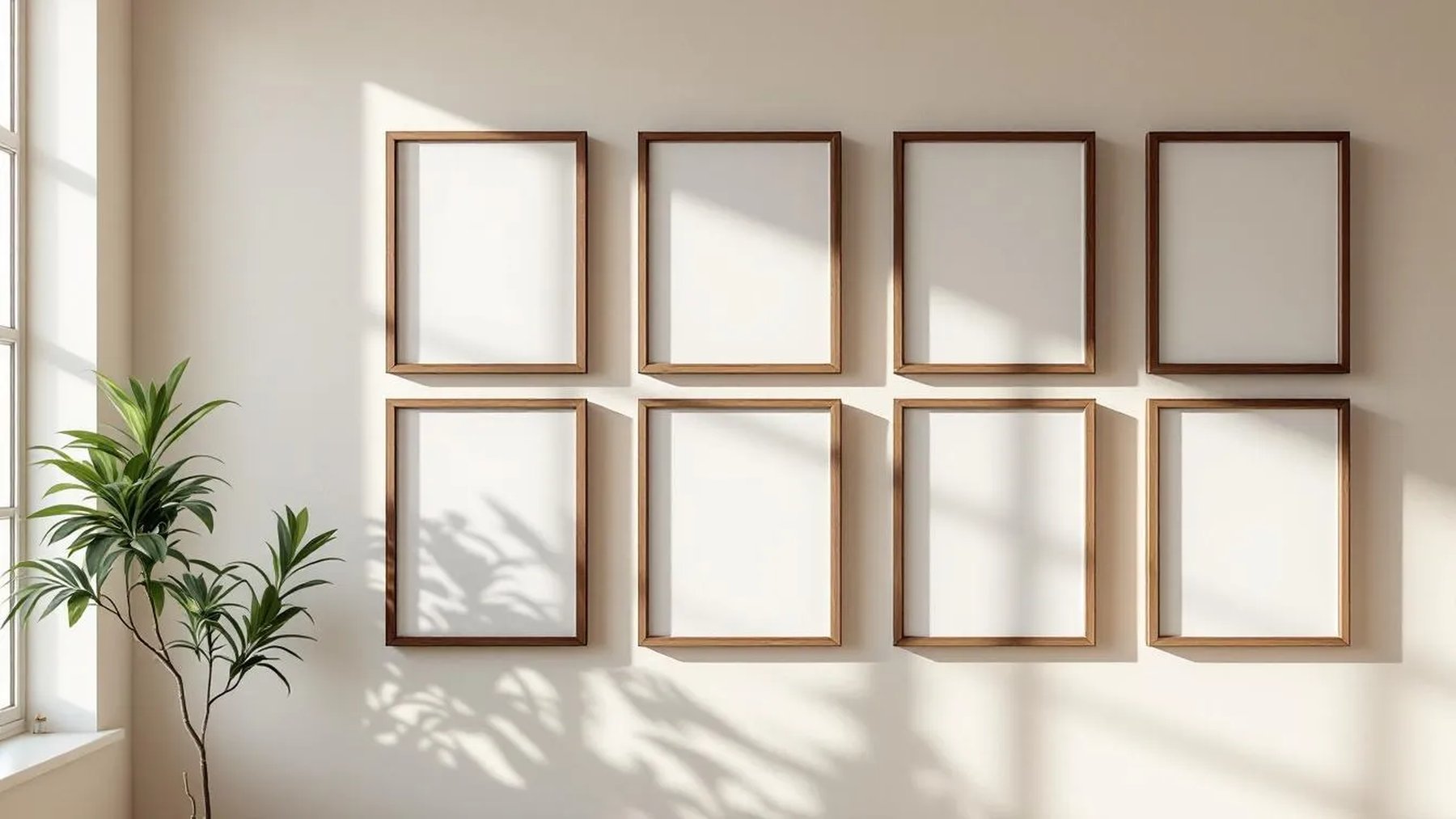 Frame Styled Room Mockup — Walnut Frame Portrait 5:7 — Perspective View — #00911 | MockupBulk
