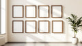Frame Premium Interior Mockup — Walnut Frame Square 1:1 — Perspective View — #00914 | MockupBulk