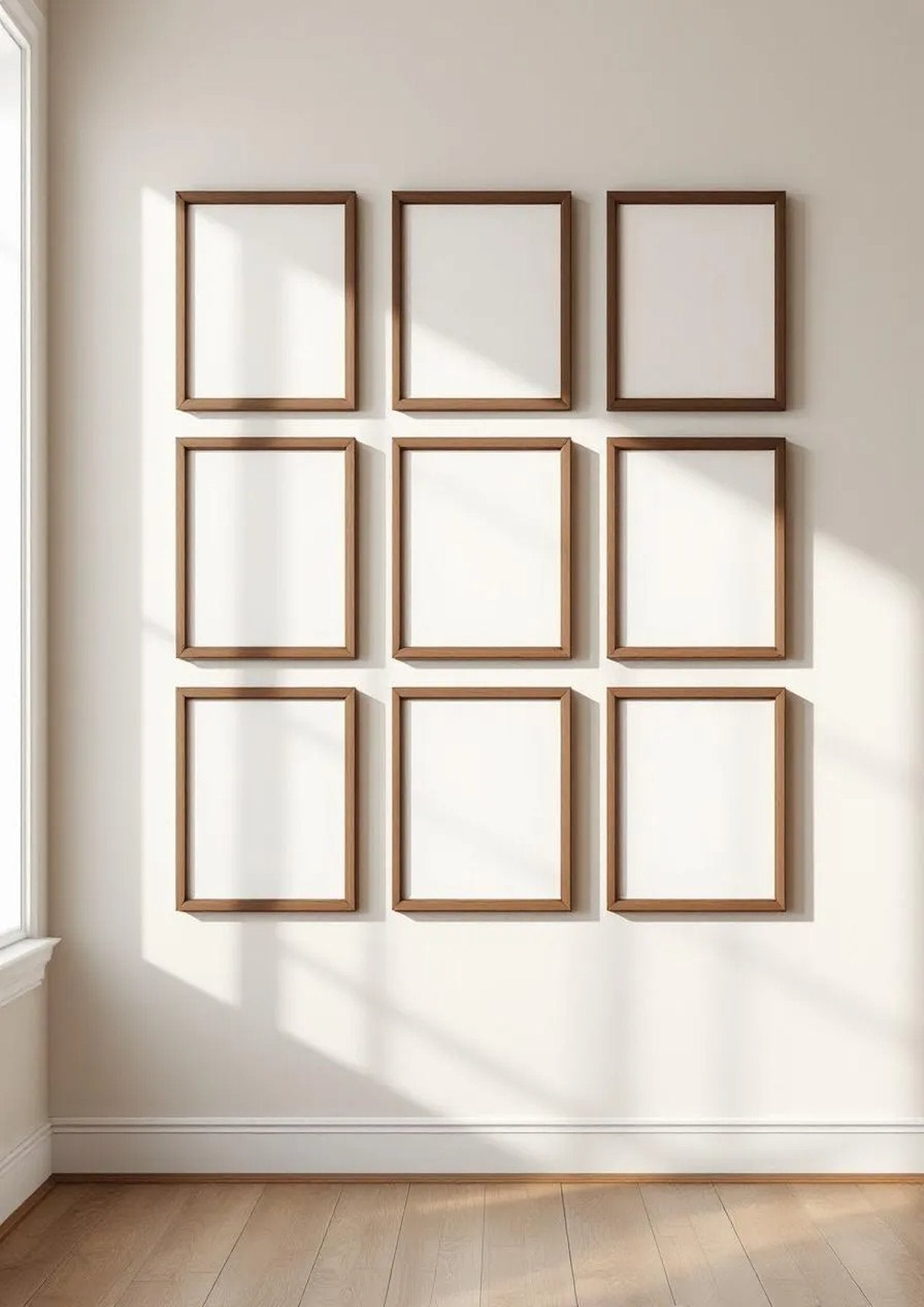 Frame Wall Art Mockup — Walnut Frame A-Series (A4 / A3) — Perspective View — #00915 | MockupBulk