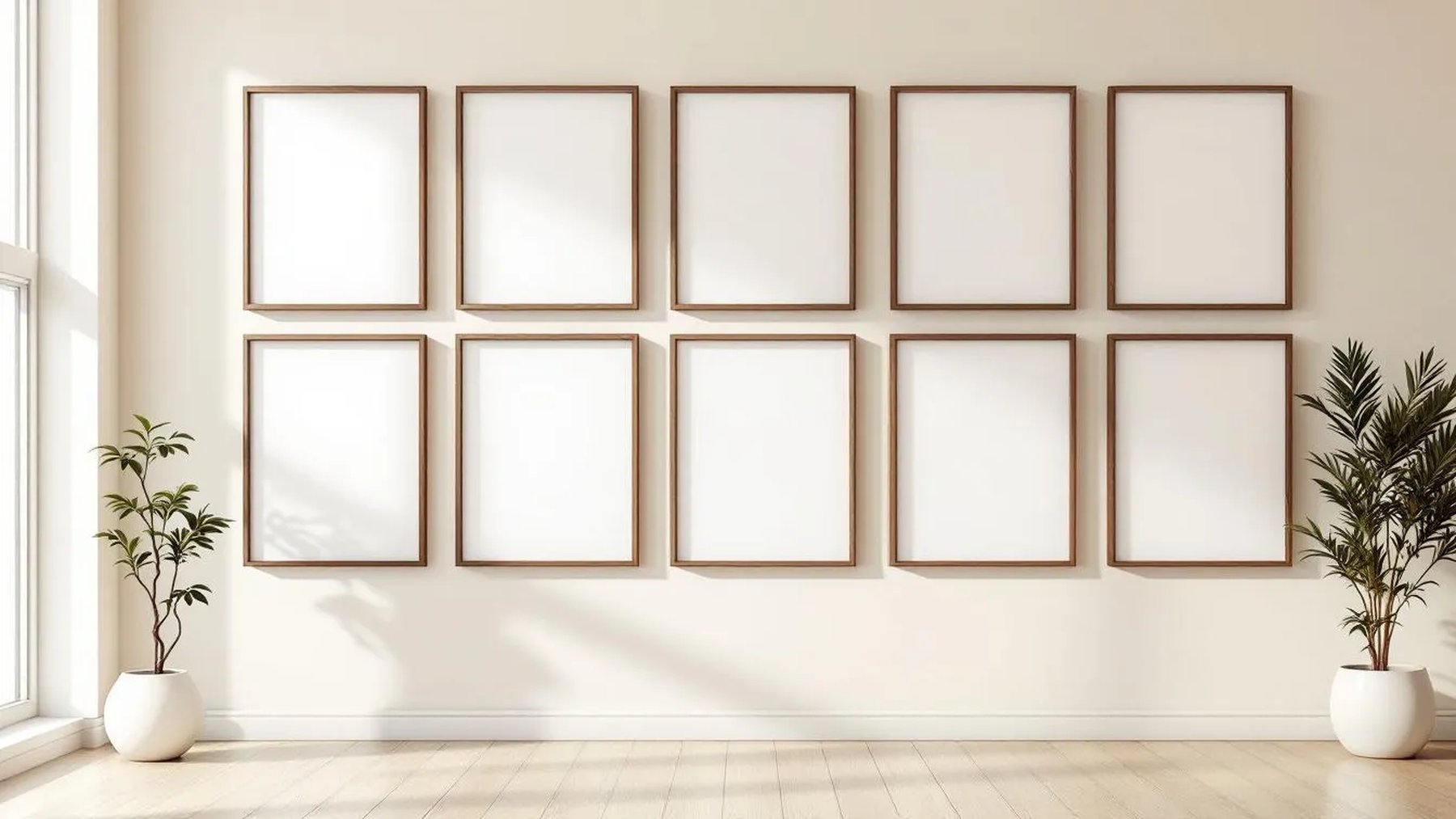 Frame High-Res Frame Mockup — Walnut Frame Portrait 4:5 — Perspective View — #00917 | MockupBulk