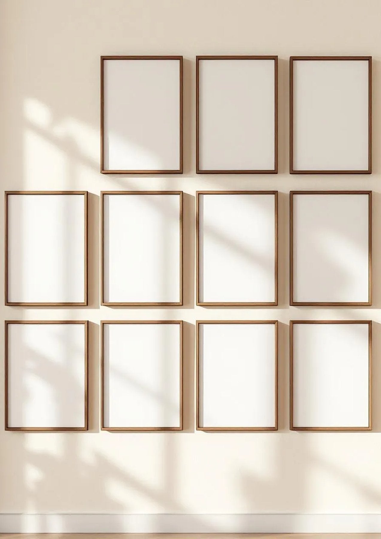 Frame Styled Room Mockup — Walnut Frame Portrait 2:3 — Perspective View — #00921 | MockupBulk