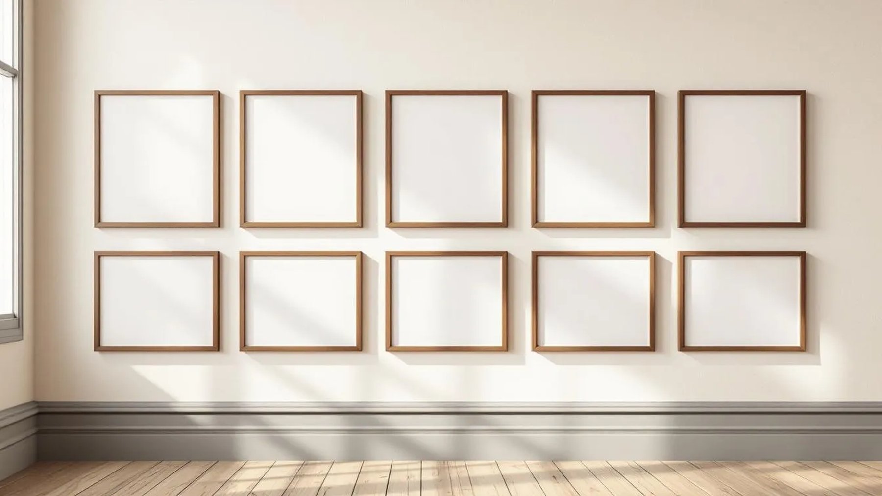 Frame Lifestyle Frame Mockup — Walnut Frame Square 1:1 — Perspective View — #00923 | MockupBulk