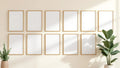 Frame Room Scene Mockup — Gold Frame Square 1:1 — Perspective View — #00926 | MockupBulk