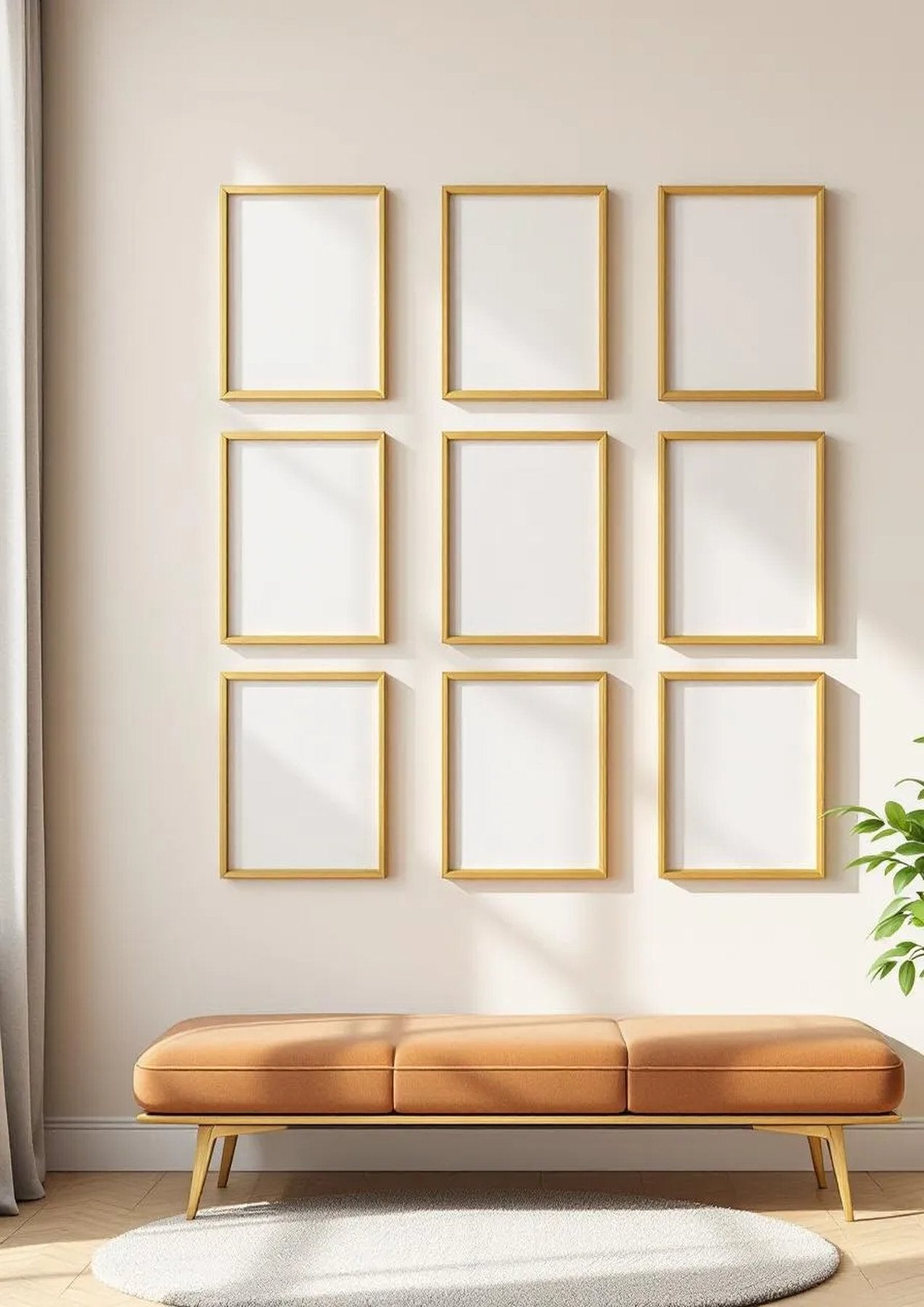 Frame Lifestyle Frame Mockup — Gold Frame Portrait 2:3 — Perspective View — #00927 | MockupBulk
