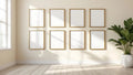 Frame Room Scene Mockup — Gold Frame Square 1:1 — Perspective View — #00932 | MockupBulk