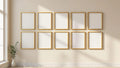 Frame Interior Frame Mockup — Gold Frame Portrait 2:3 — Perspective View — #00935 | MockupBulk