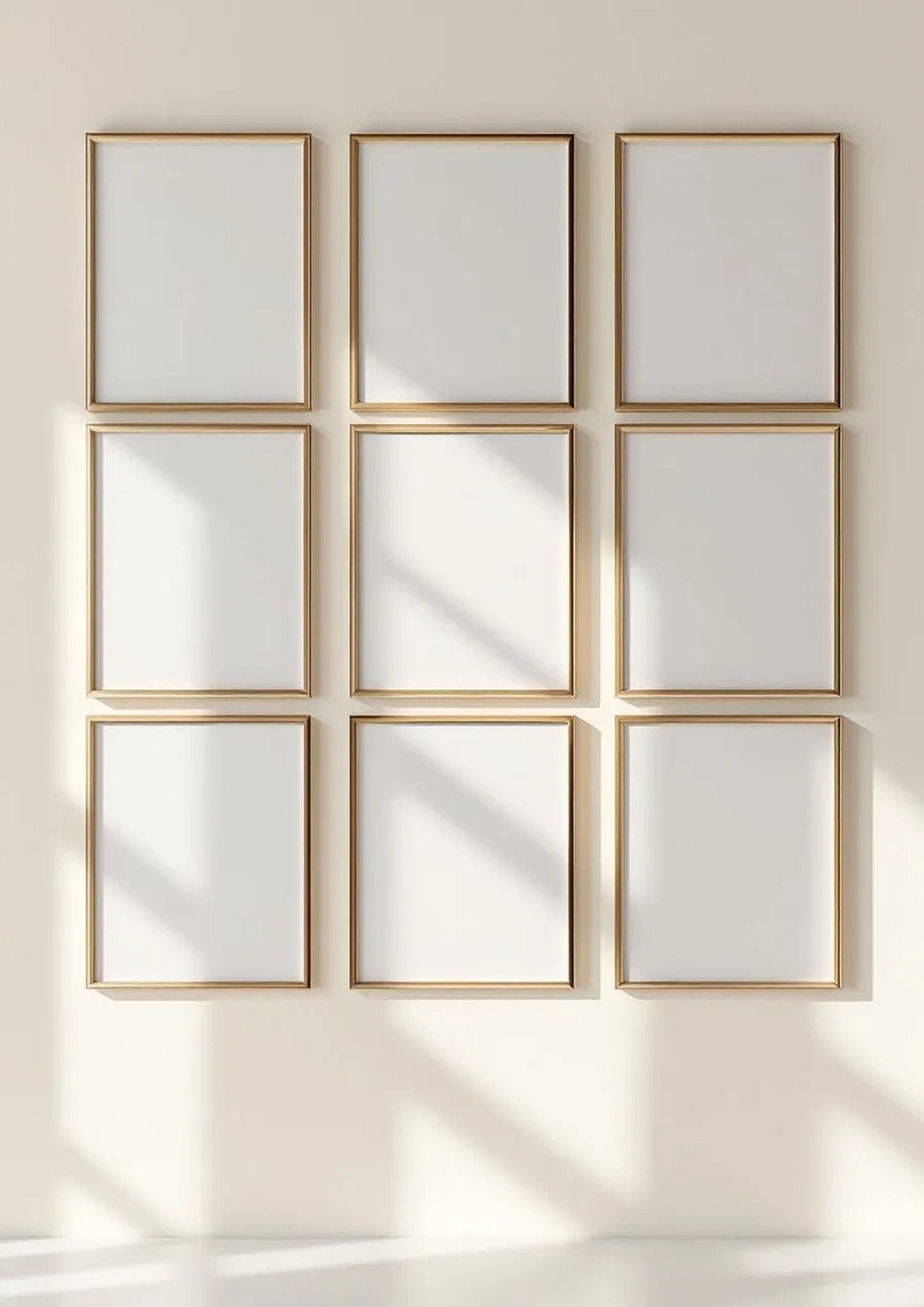 Frame Room Scene Mockup — Gold Frame Portrait 2:3 — Perspective View — #00936 | MockupBulk