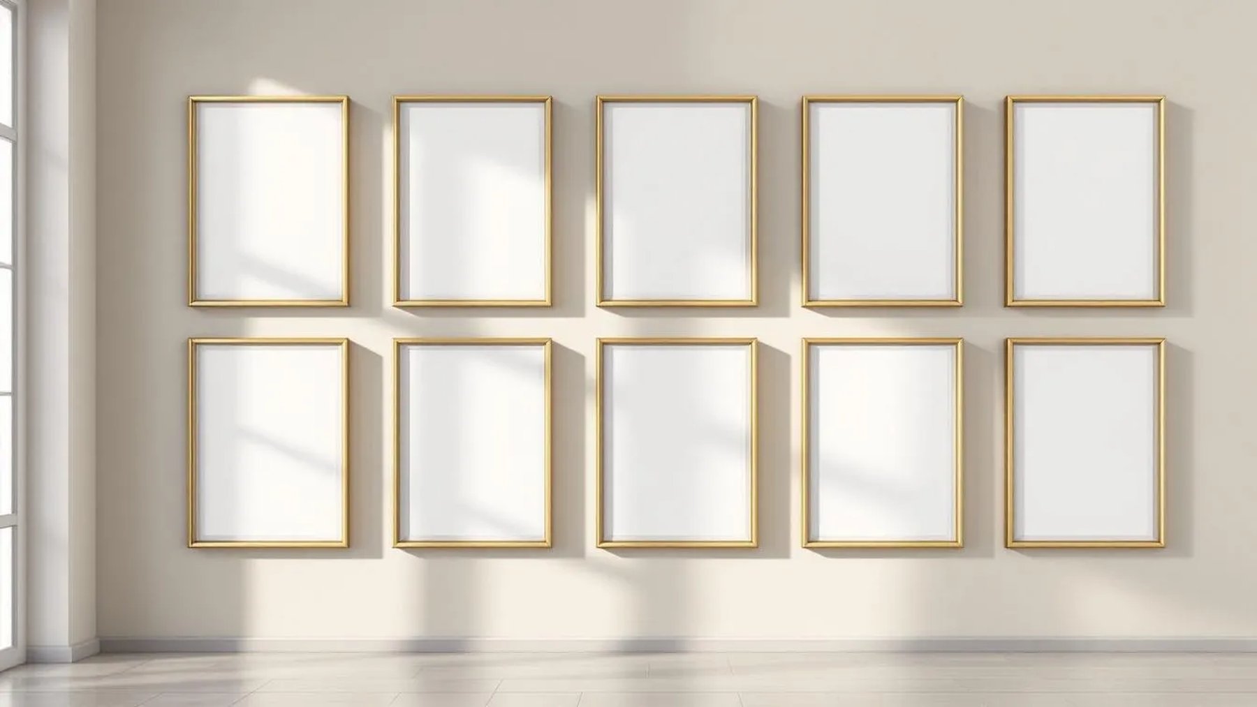 Frame Styled Room Mockup — Gold Frame Square 1:1 — Perspective View — #00938 | MockupBulk