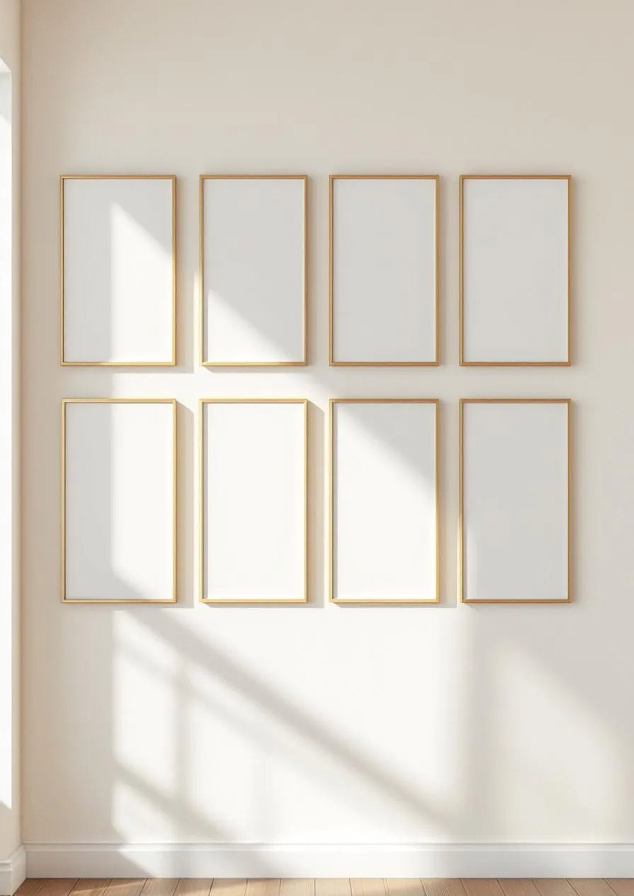 Frame Room Scene Mockup — Gold Frame Portrait 2:3 — Perspective View — #00939 | MockupBulk