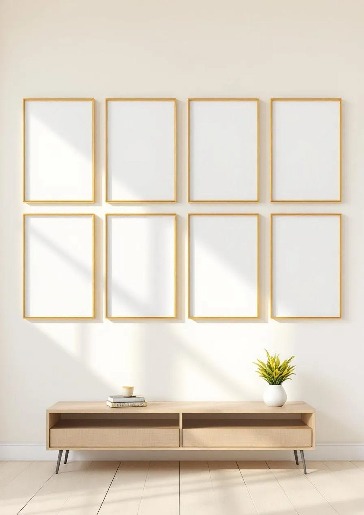 Frame Styled Room Mockup — Gold Frame Landscape 11x14 — Perspective View — #00942 | MockupBulk
