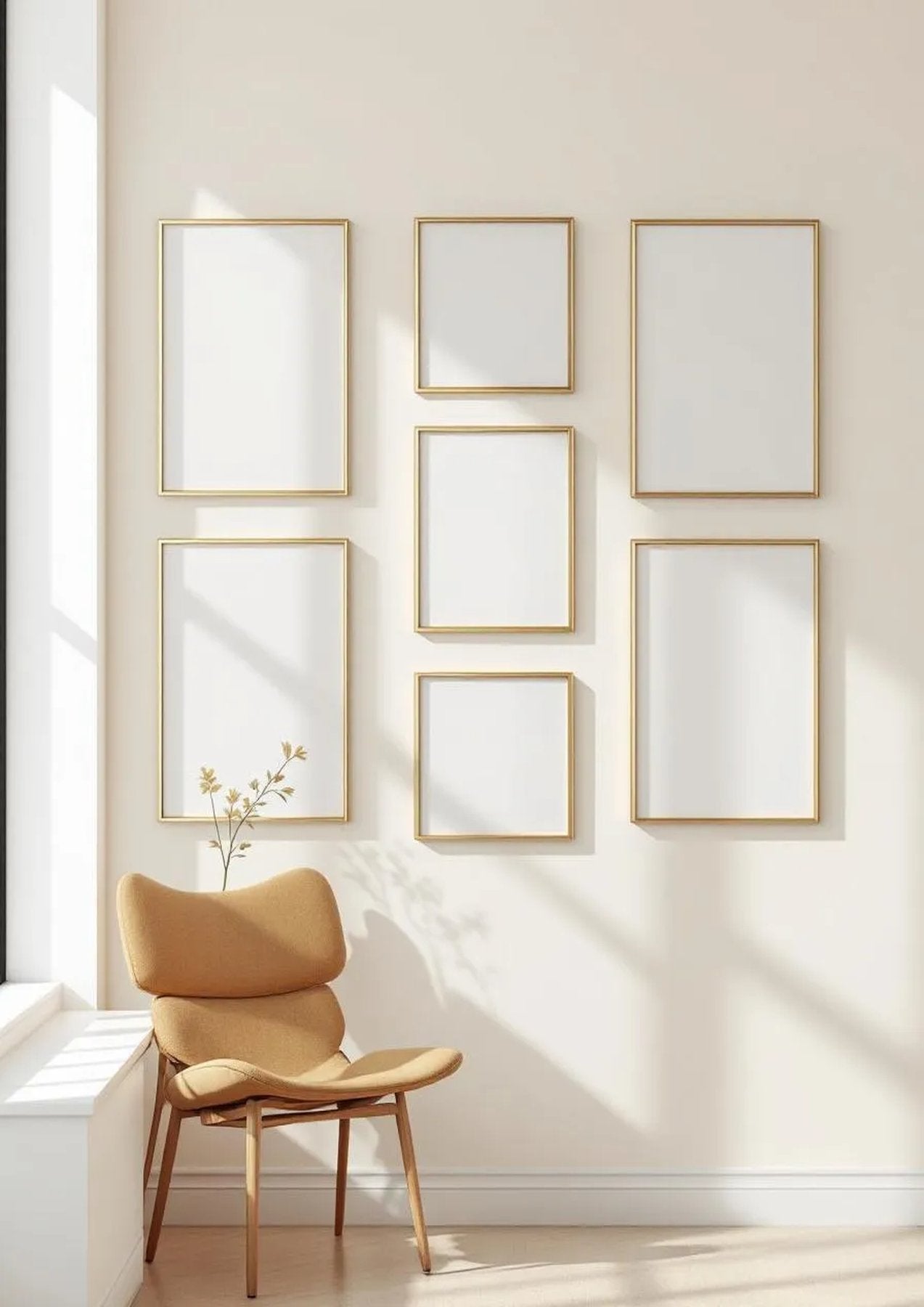 Frame High-Res Frame Mockup — Gold Frame Portrait 2:3 — Perspective View — #00945 | MockupBulk