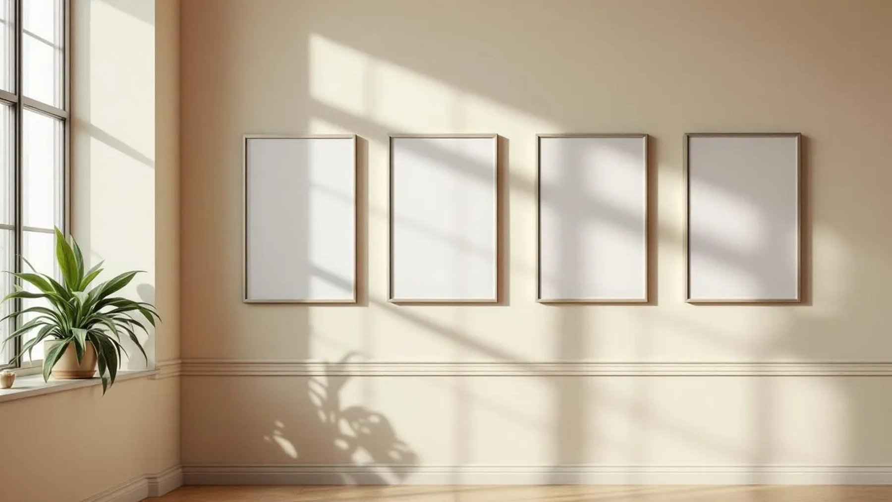 Frame Interior Frame Mockup — Silver Frame Portrait 2:3 — Perspective View — #00947 | MockupBulk