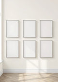 Frame Editorial Room Mockup — Silver Frame Landscape 3:4 — Perspective View — #00948 | MockupBulk