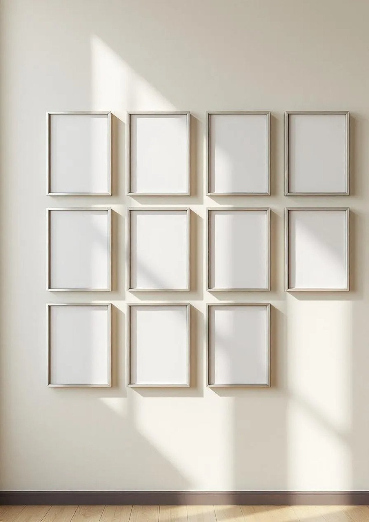 Frame Editorial Room Mockup — Silver Frame Portrait 2:3 — Perspective View — #00951 | MockupBulk