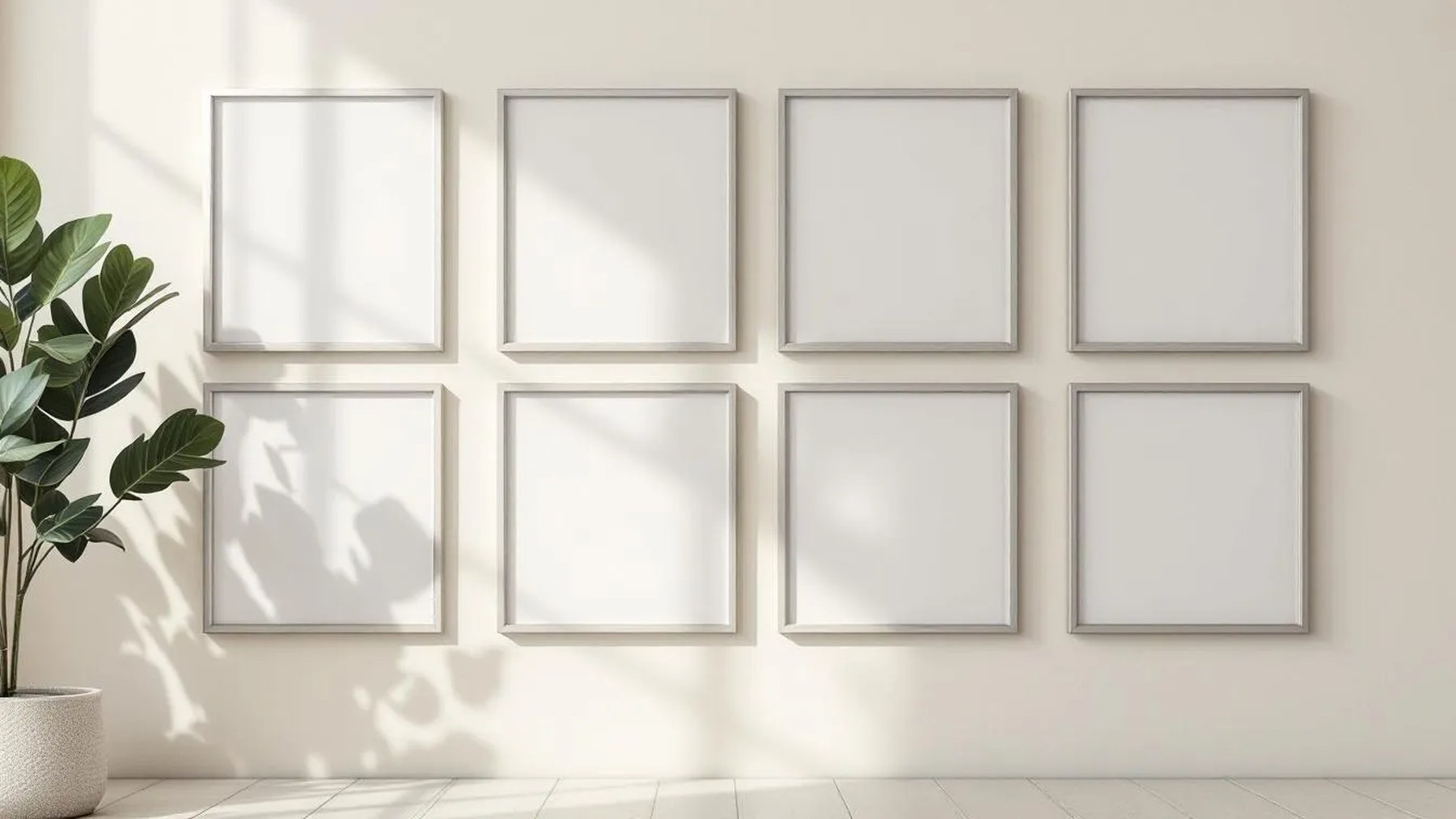 Frame Room Scene Mockup — Silver Frame Portrait 4:5 — Perspective View — #00956 | MockupBulk