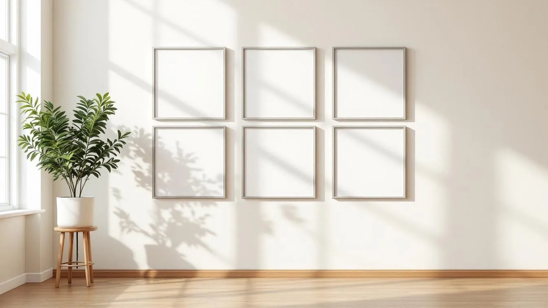 Frame Professional Frame Mockup — Silver Frame Square 1:1 — Perspective View — #00965 | MockupBulk