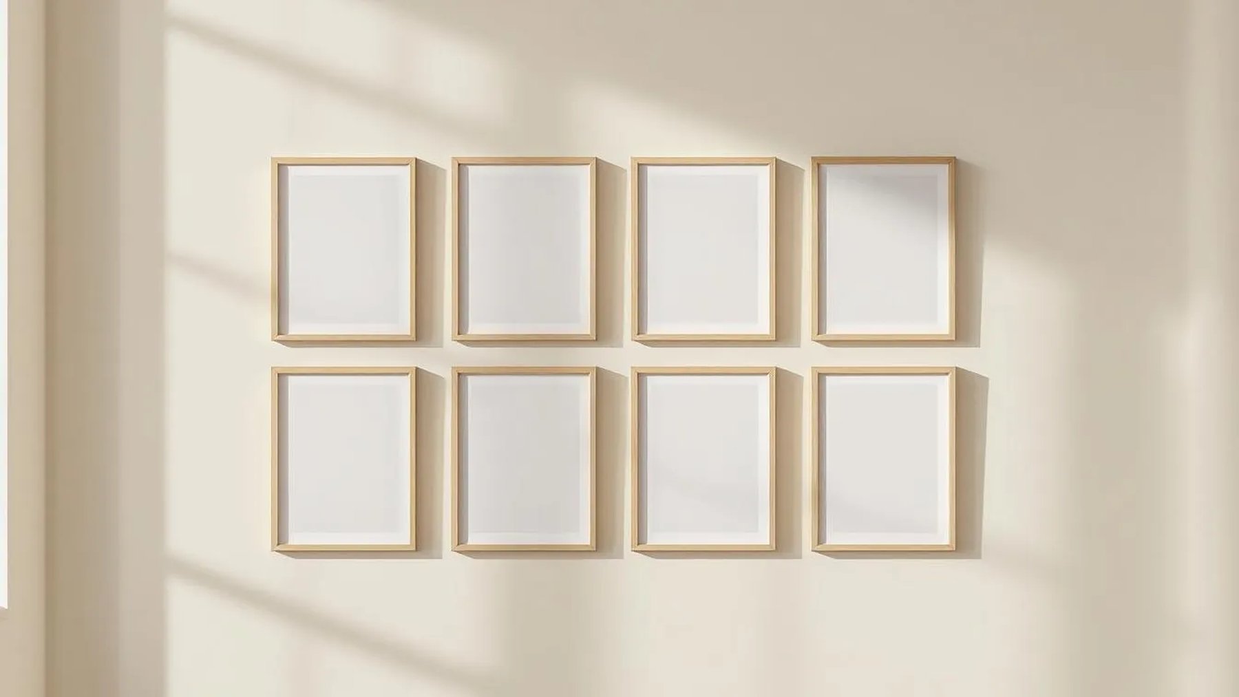 Frame Wall Art Mockup — Raw Pine Frame Portrait 2:3 — Perspective View — #00968 | MockupBulk