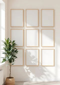 Frame Premium Interior Mockup — Raw Pine Frame Portrait 2:3 — Perspective View — #00972 | MockupBulk