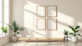 Frame Editorial Room Mockup — Raw Pine Frame Portrait 2:3 — Perspective View — #00980 | MockupBulk