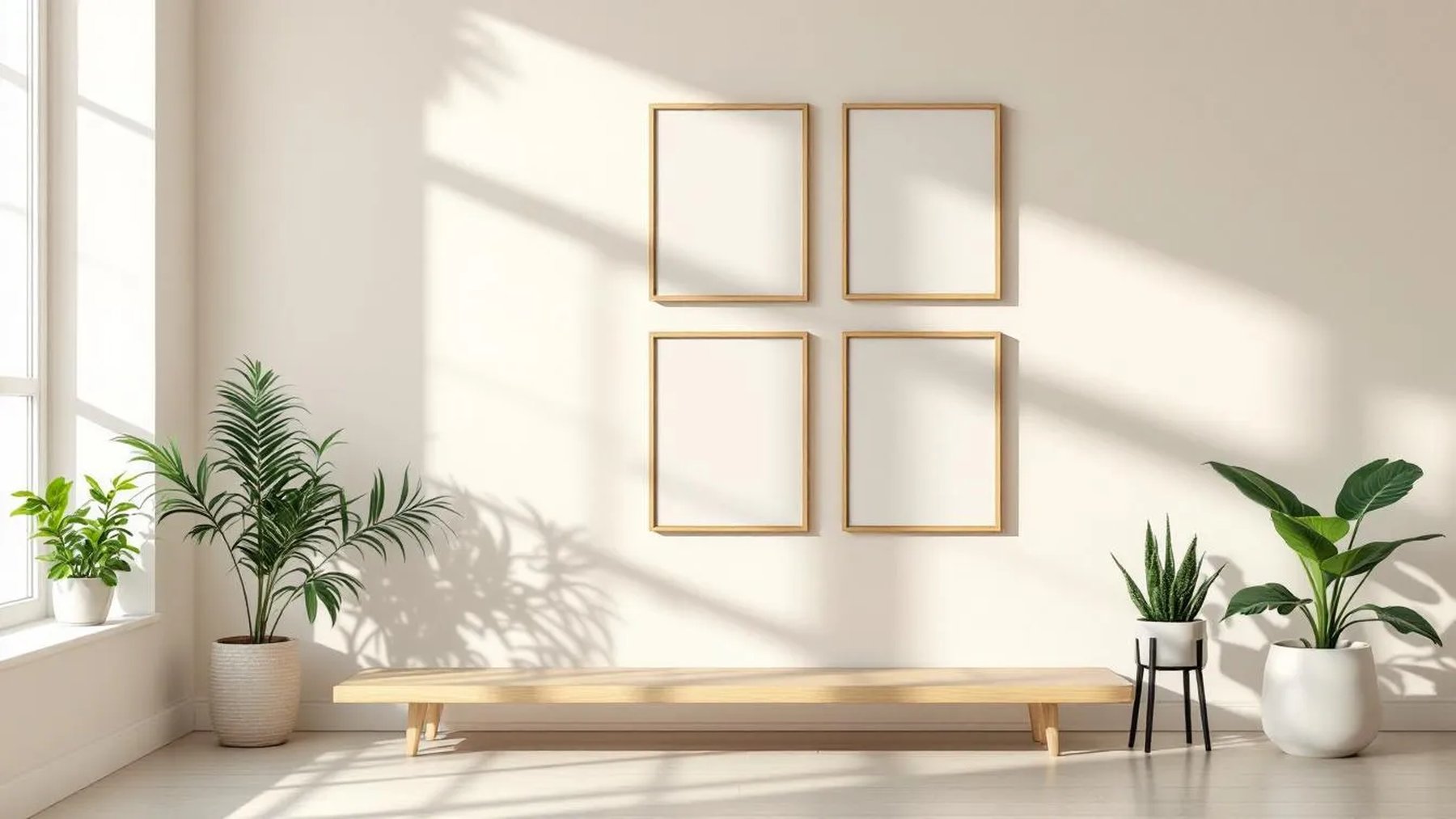 Frame Editorial Room Mockup — Raw Pine Frame Portrait 2:3 — Perspective View — #00980 | MockupBulk