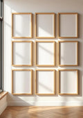Frame Premium Interior Mockup — Raw Pine Frame Portrait 2:3 — Perspective View — #00981 | MockupBulk