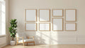 Frame Editorial Room Mockup — Raw Pine Frame Portrait 2:3 — Perspective View — #00983 | MockupBulk