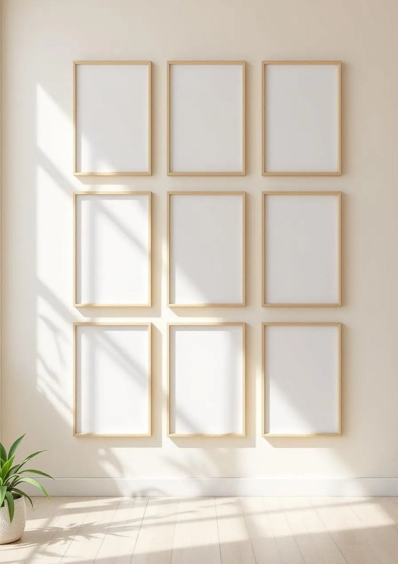 Frame Wall Art Mockup — Raw Pine Frame Portrait 4:5 — Perspective View — #00984 | MockupBulk