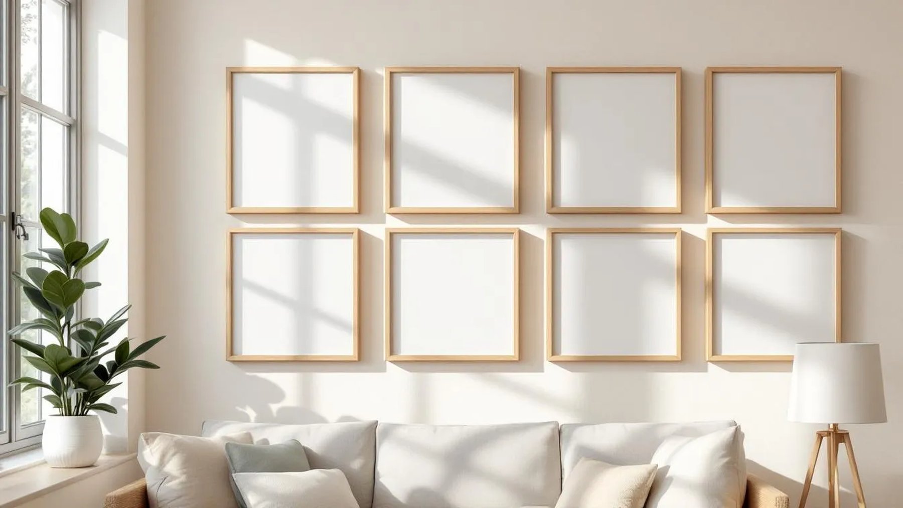 Frame Interior Frame Mockup — Raw Pine Frame Portrait 2:3 — Perspective View — #00986 | MockupBulk