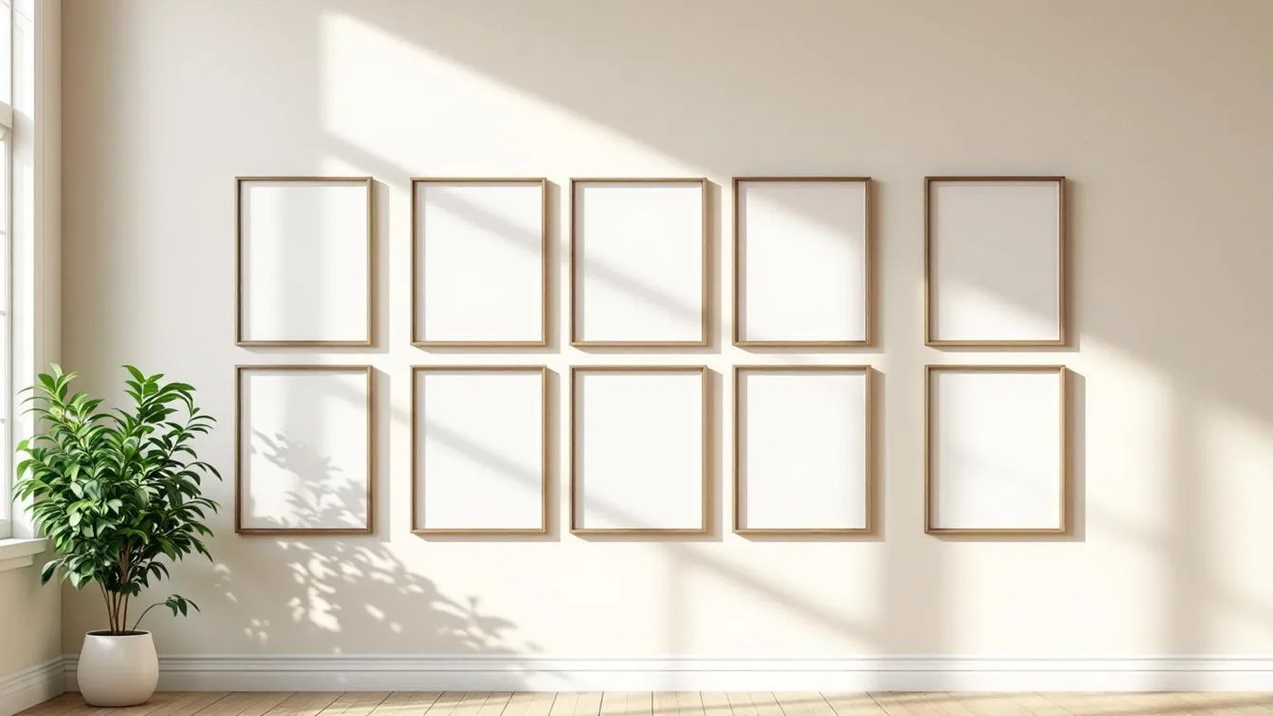 Frame Premium Interior Mockup — Espresso Frame Square 1:1 — Perspective View — #00992 | MockupBulk