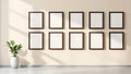 Frame Interior Frame Mockup — Espresso Frame Square 1:1 — Perspective View — #01004 | MockupBulk