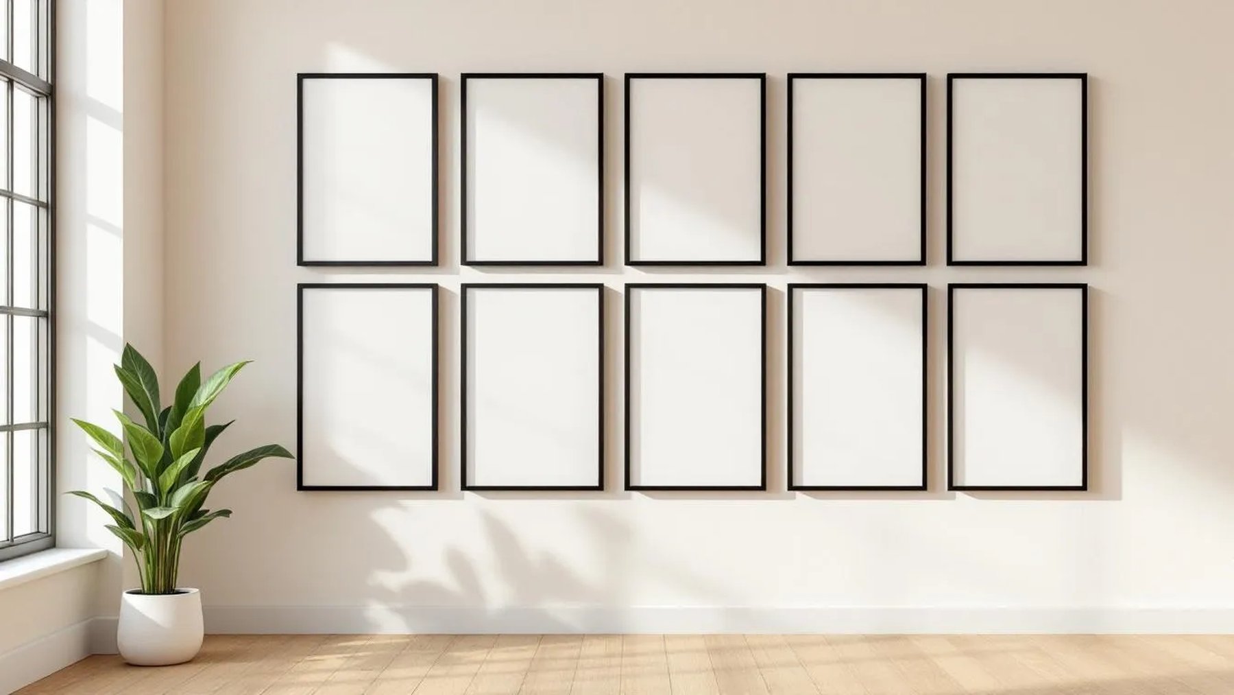 Frame Wall Art Mockup — Matte Black Frame Square 1:1 — Perspective View — #01010 | MockupBulk