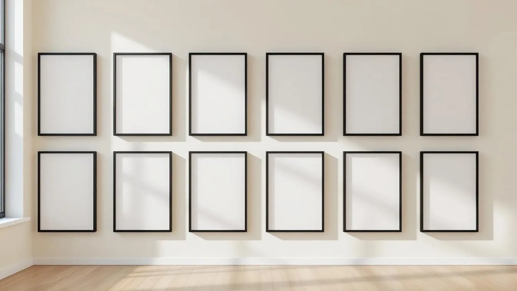 Frame Frame Display Mockup — Matte Black Frame Portrait 2:3 — Perspective View — #01013 | MockupBulk