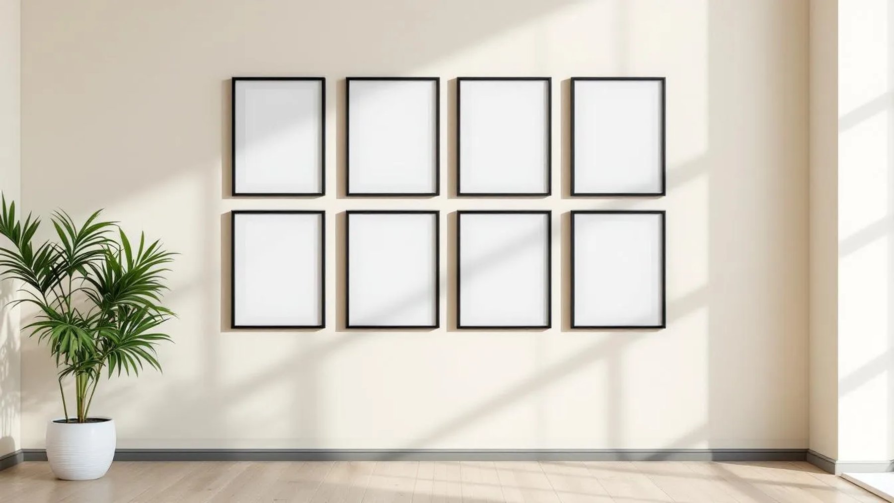 Frame High-Res Frame Mockup — Matte Black Frame Landscape 11x14 — Perspective View — #01019 | MockupBulk