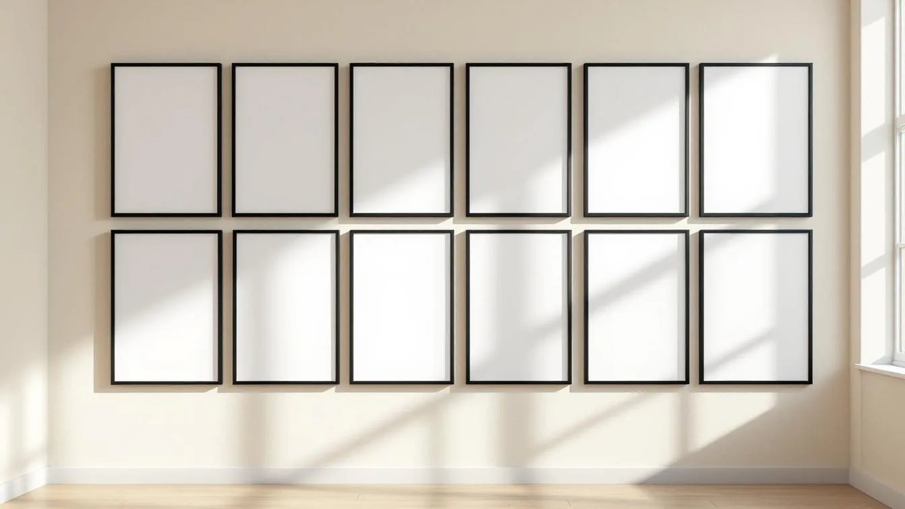 Frame High-Res Frame Mockup — Matte Black Frame Landscape 3:4 — Perspective View — #01022 | MockupBulk