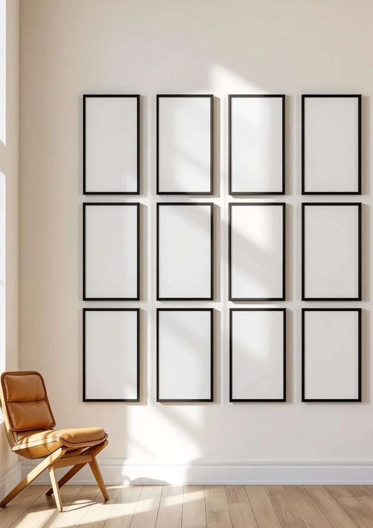 Frame Premium Interior Mockup — Matte Black Frame Portrait 2:3 — Perspective View — #01026 | MockupBulk