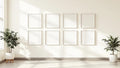 Frame Room Scene Mockup — White Frame Square 1:1 — Perspective View — #01034 | MockupBulk
