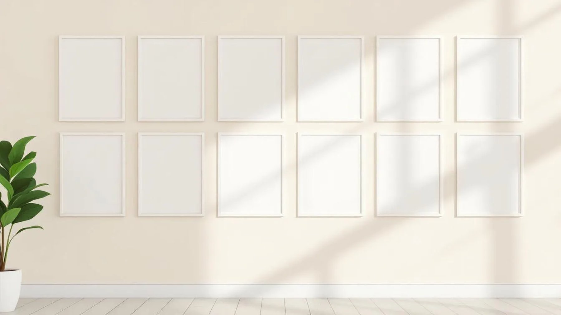 Frame High-Res Frame Mockup — White Frame Square 1:1 — Perspective View — #01037 | MockupBulk