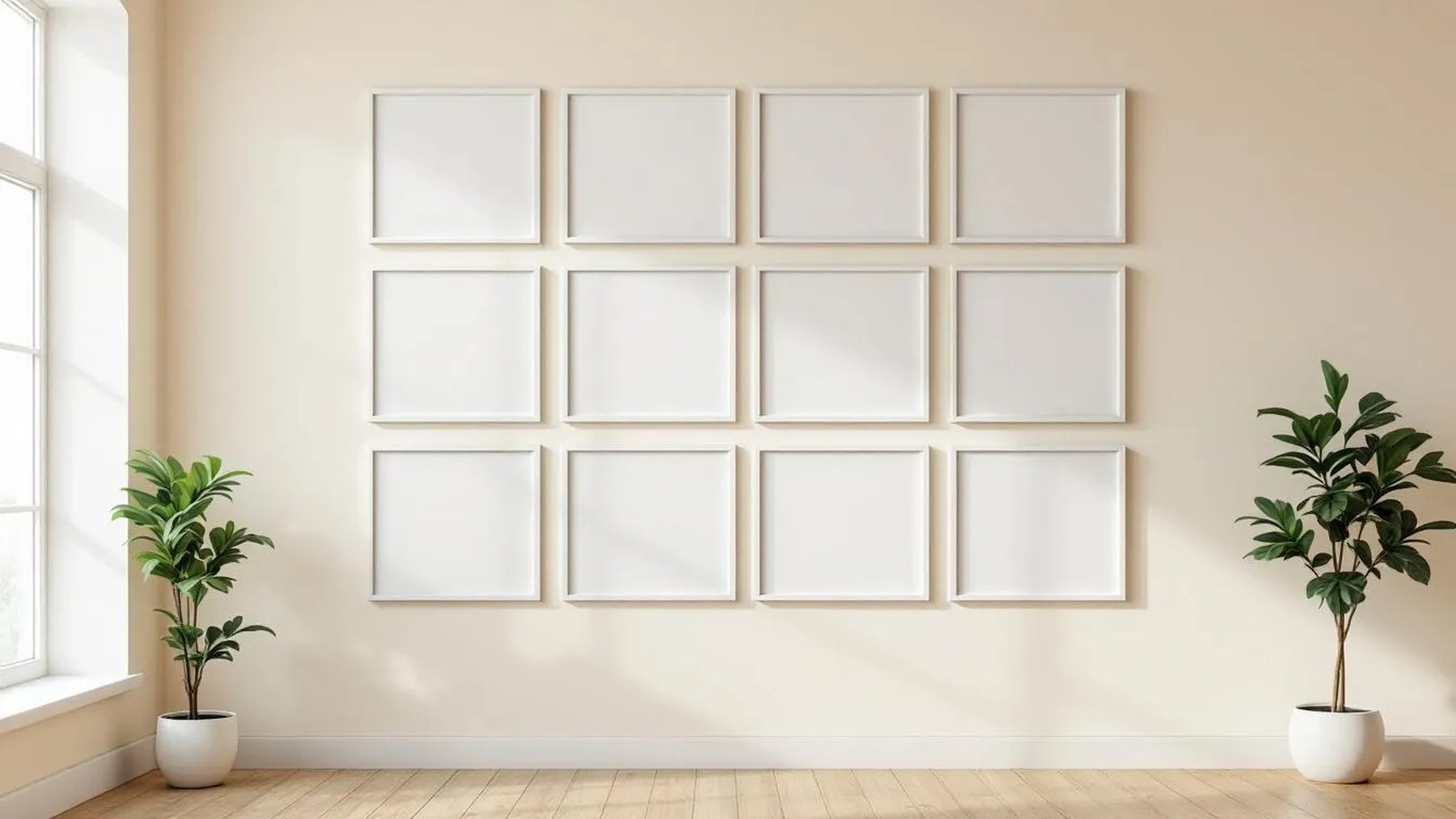 Frame High-Res Frame Mockup — White Frame Square 1:1 — Perspective View — #01040 | MockupBulk