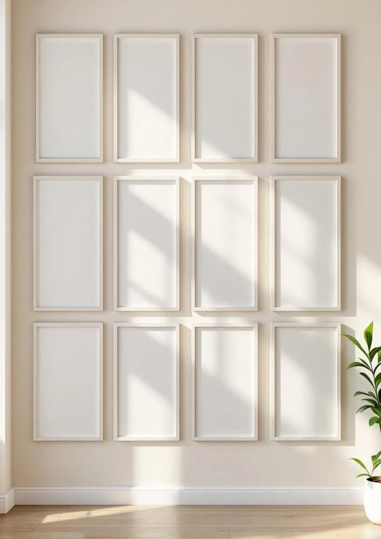Frame Editorial Room Mockup — White Frame Portrait 2:3 — Perspective View — #01047 | MockupBulk