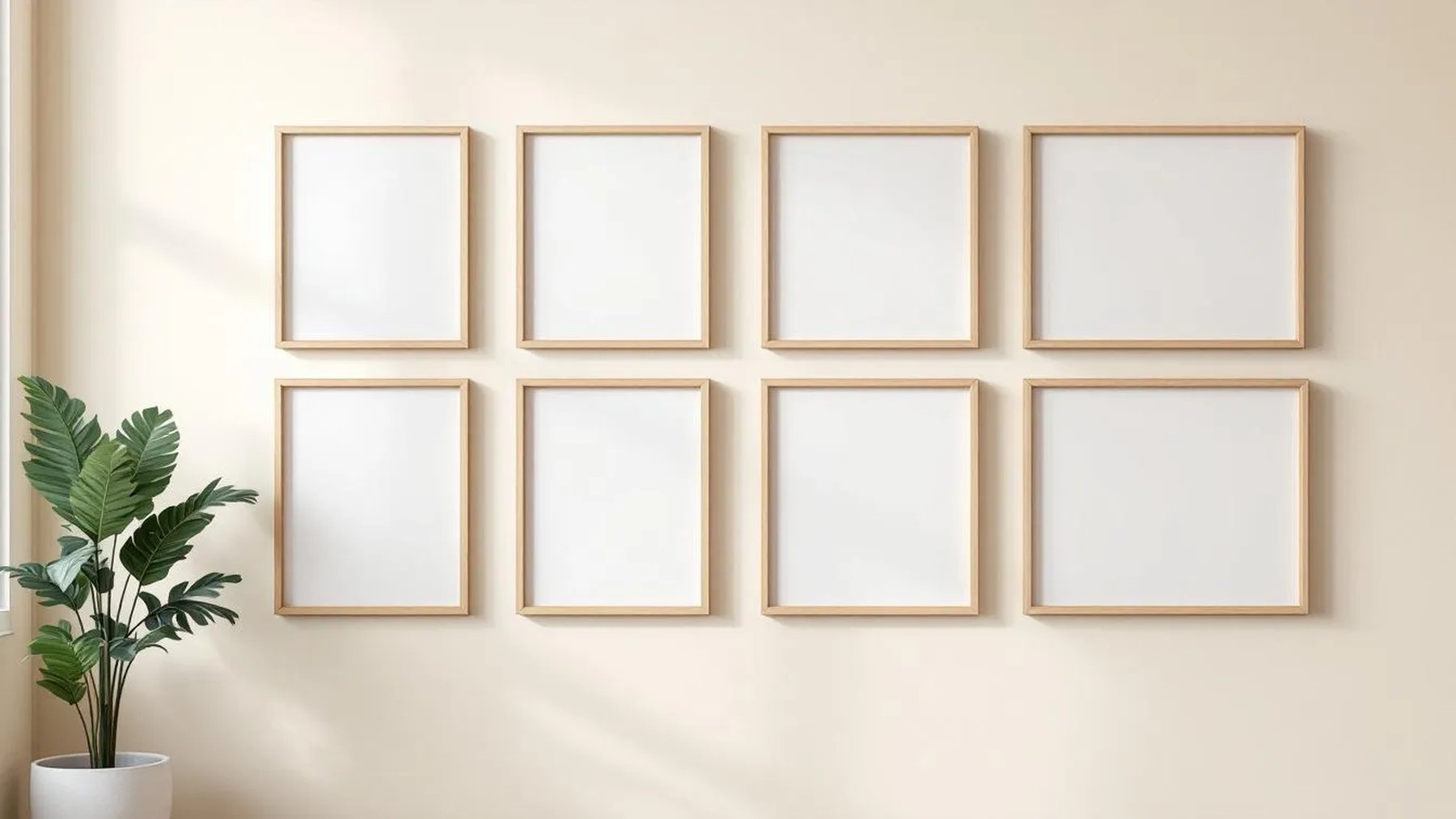 Frame Professional Frame Mockup — Natural Oak Frame Square 1:1 — Perspective View — #01052 | MockupBulk