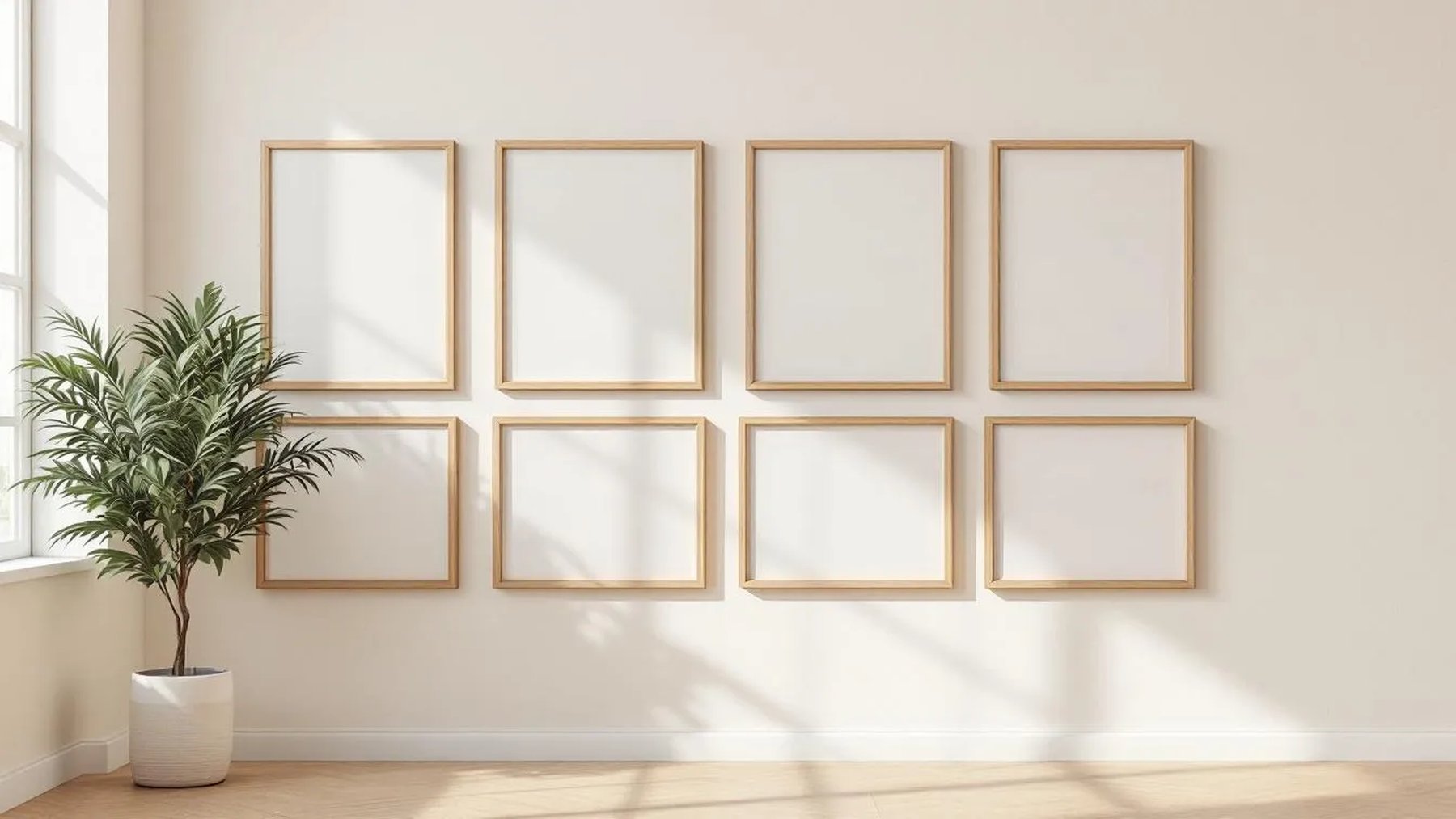 Frame High-Res Frame Mockup — Natural Oak Frame Square 1:1 — Perspective View — #01055 | MockupBulk