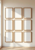 Frame Room Scene Mockup — Natural Oak Frame Portrait 2:3 — Perspective View — #01059 | MockupBulk