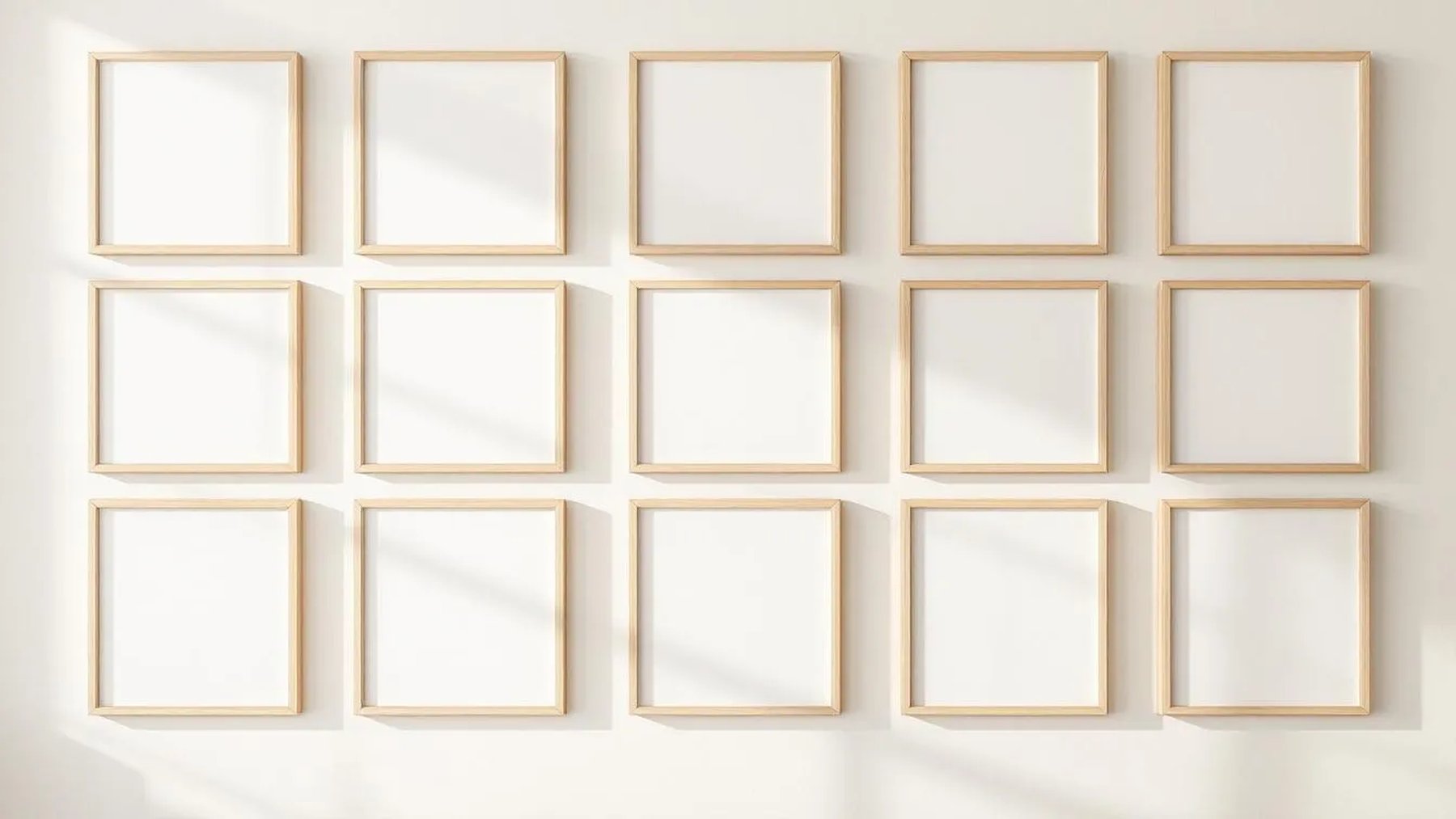 Frame Frame Display Mockup — Natural Oak Frame Square 1:1 — Perspective View — #01064 | MockupBulk