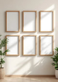 Frame Editorial Room Mockup — Natural Oak Frame Portrait 2:3 — Perspective View — #01065 | MockupBulk