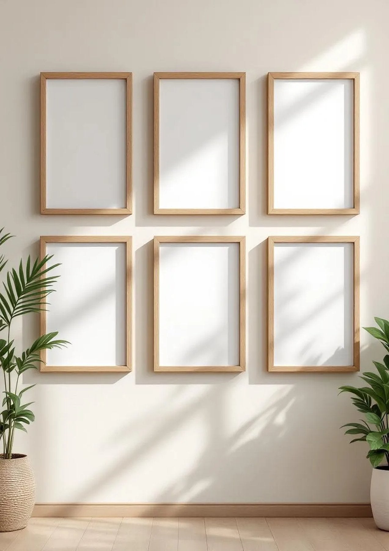 Frame Editorial Room Mockup — Natural Oak Frame Portrait 2:3 — Perspective View — #01065 | MockupBulk