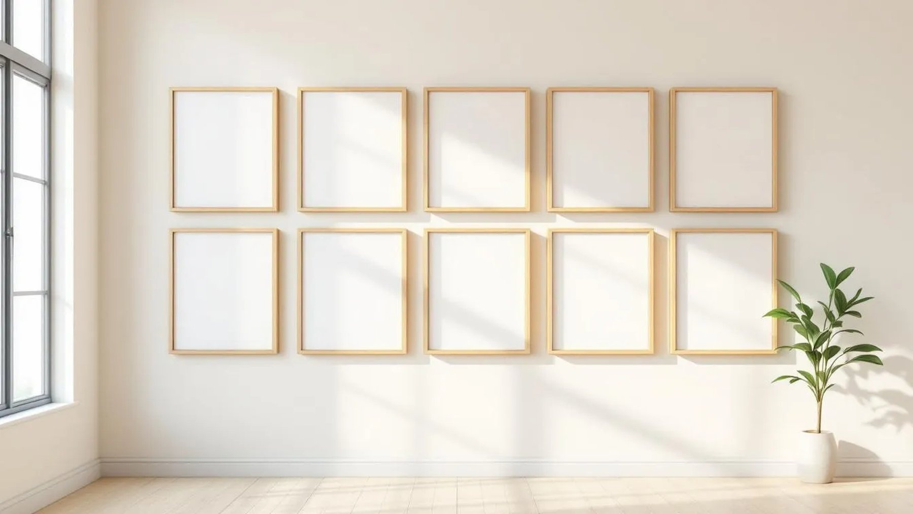 Frame Lifestyle Frame Mockup — Natural Oak Frame Square 1:1 — Perspective View — #01067 | MockupBulk