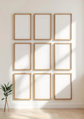 Frame Wall Art Mockup — Natural Oak Frame Portrait 2:3 — Perspective View — #01068 | MockupBulk