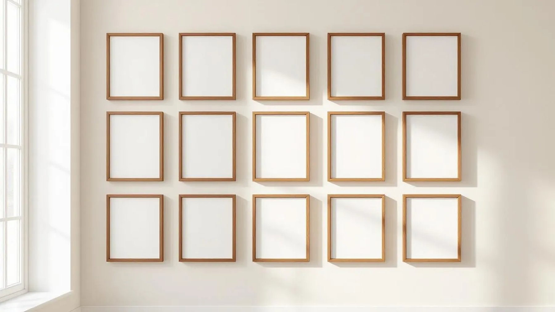Frame Interior Frame Mockup — Walnut Frame Square 1:1 — Perspective View — #01073 | MockupBulk
